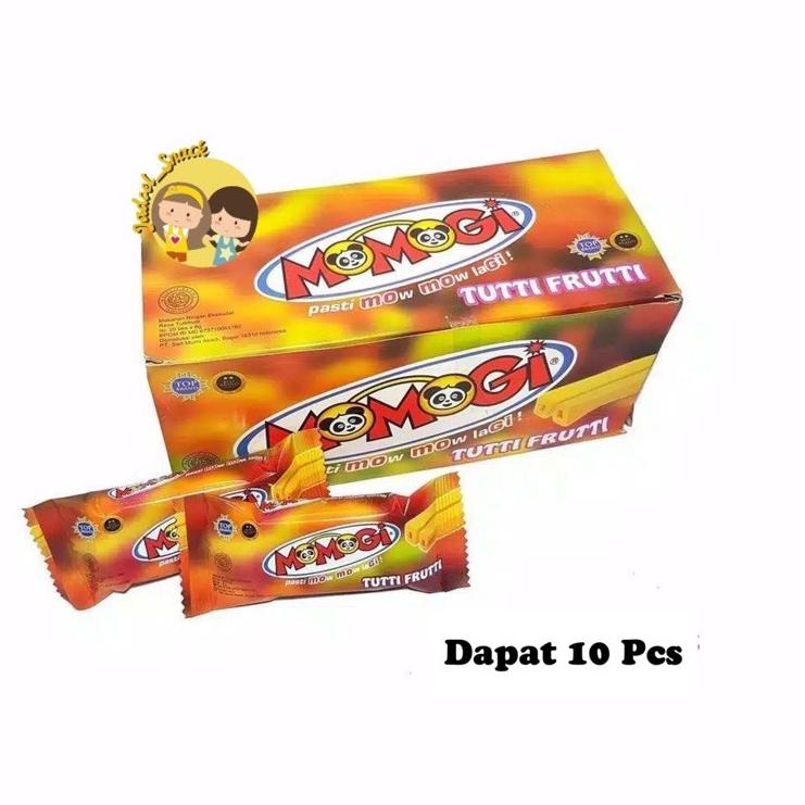 

【READY】 Momogi Jagung Bakar / Cokelat / Tutti Frutti / Keju Swiss 10 pcs x 8 gr Cemilan Stik Keju