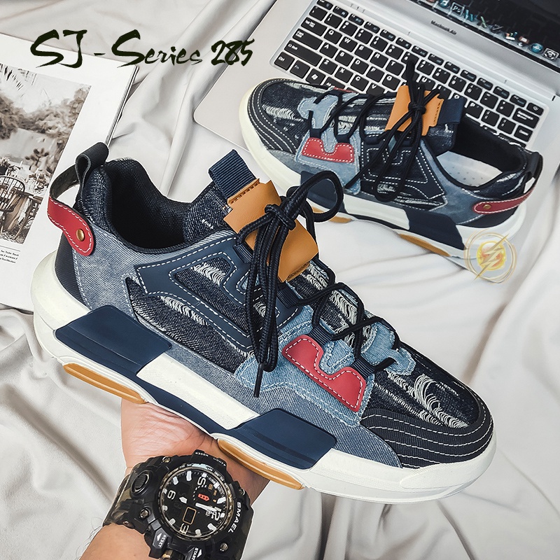 [NOOS] Sepatu Sneakers Pria Motif Jeans Casual Trendy untuk Hangout Kualitas Import Premium - 285