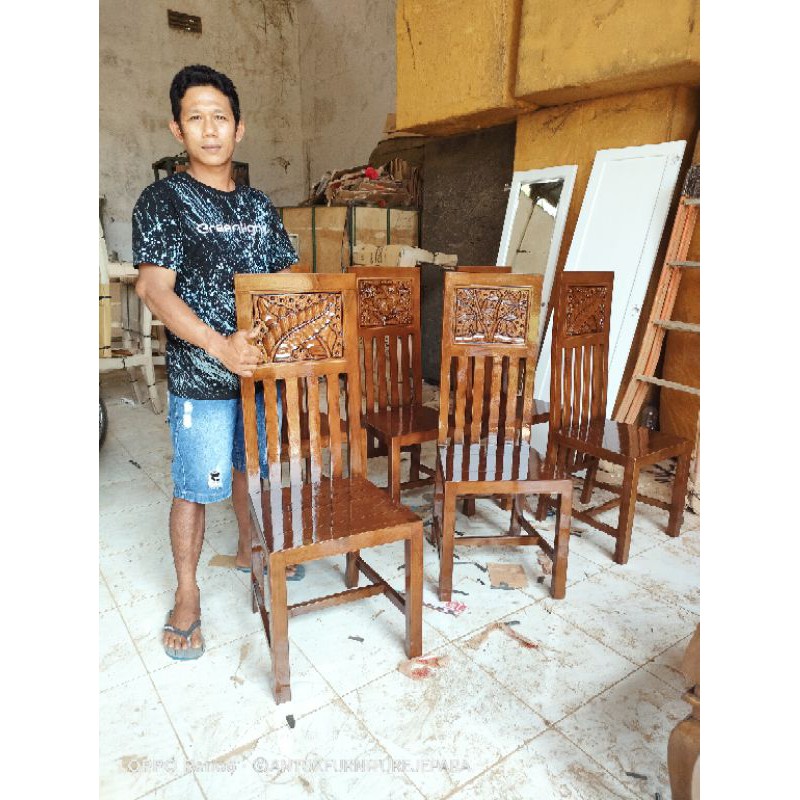 kursi makan minimalis kayu jati mebel Jepara kursi makan jati