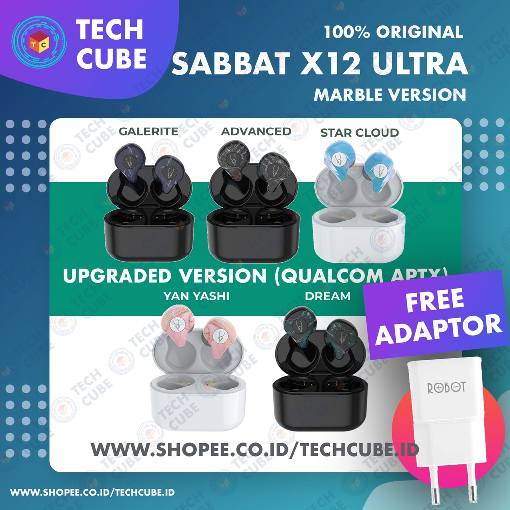Sabbat X12 ULTRA Marble Qualcomm APTX Earphone Bluetooth 5.0 Alt E12