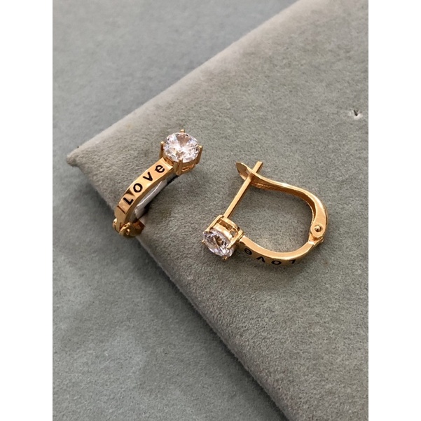 Anting Jepit Love Emas asli Kadar 700 16k