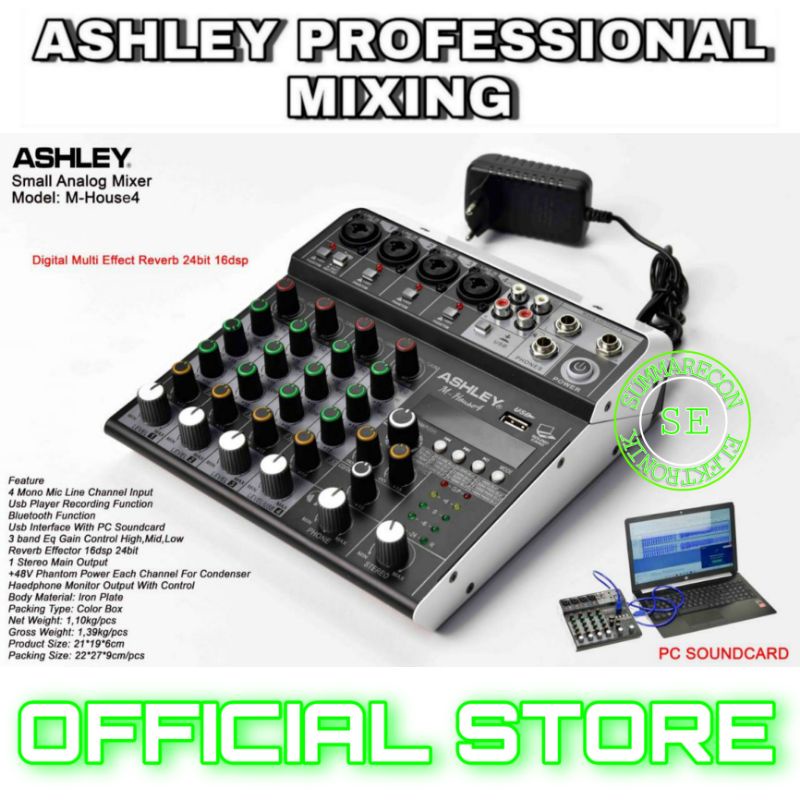 mixer audio 4 channel original ashley m house usb bluetooth recording