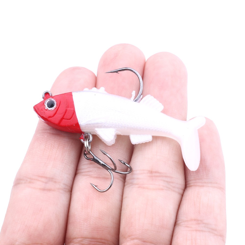 HENGJIA 5pcs Lead Shad softfish umpan pancing 6CM 8G colorful fishing lures swimbait bass ikan floating Single Hook Fishing Baits