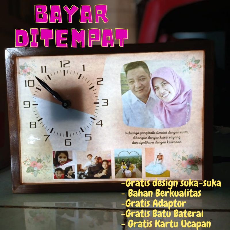 [BAYAR DITEMPAT] Jam Lampu Foto Hias Custom Foto  Akrilik Hadiah Kado Unik