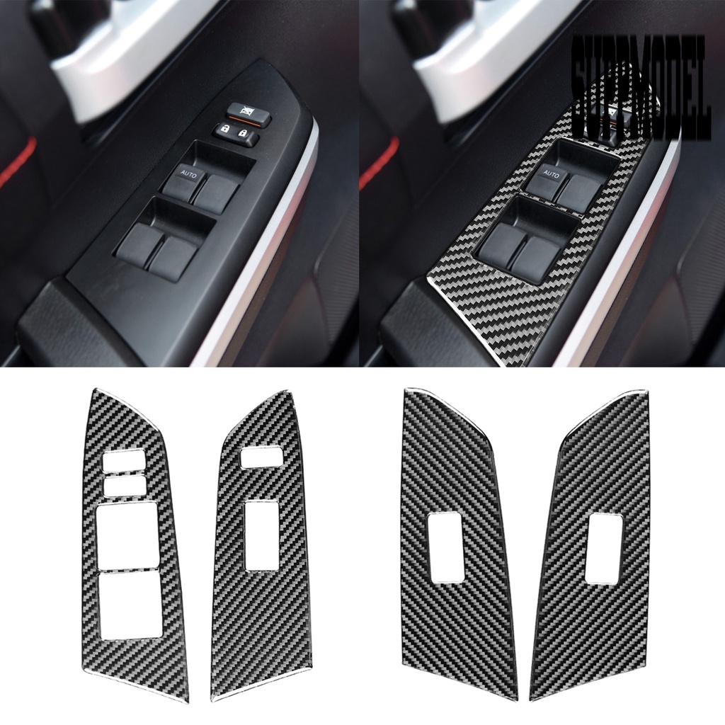 Suppmodelx 4Pcs / Set Sticker Dekorasi Panel Switch Jendela Mobil Toyota Tundra 2014-2018 Bahan Serat Karbon Kuat