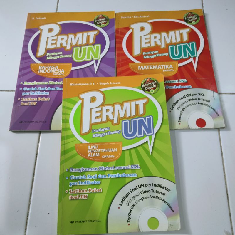 PERMIT UN SMP IPA,MATEMATIKA,BAHASA INDONESIA ERLANGGA