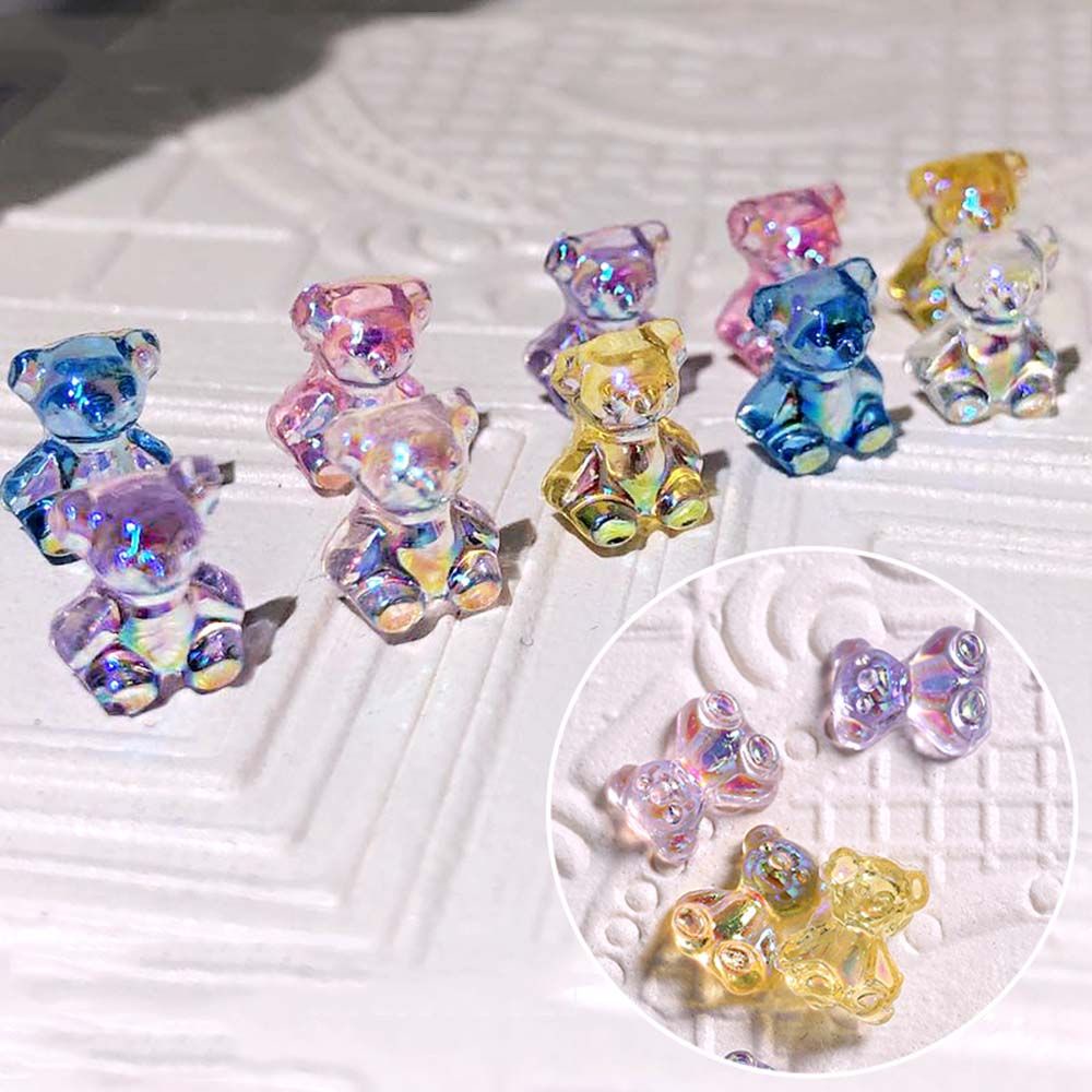 Mxbeauty Hiasan Kuku 3d Transparan Motif Beruang / Hati / Aurora / Berlian Imitasi Untuk Nail Art / Manicure Diy