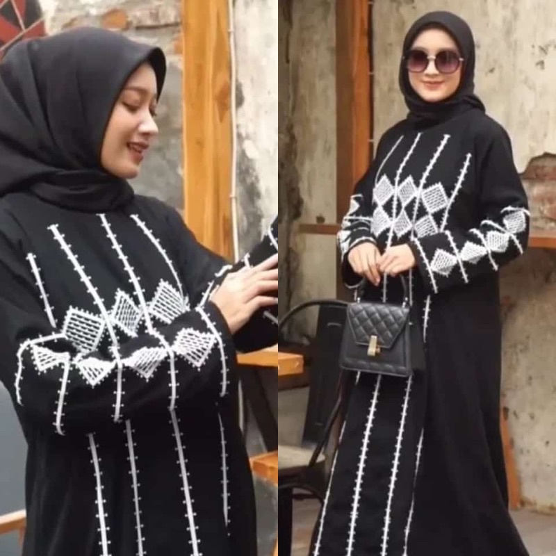 GAMIS ABAYA SYAR’I BORDIR SAHILA CANTIK MURAH COD