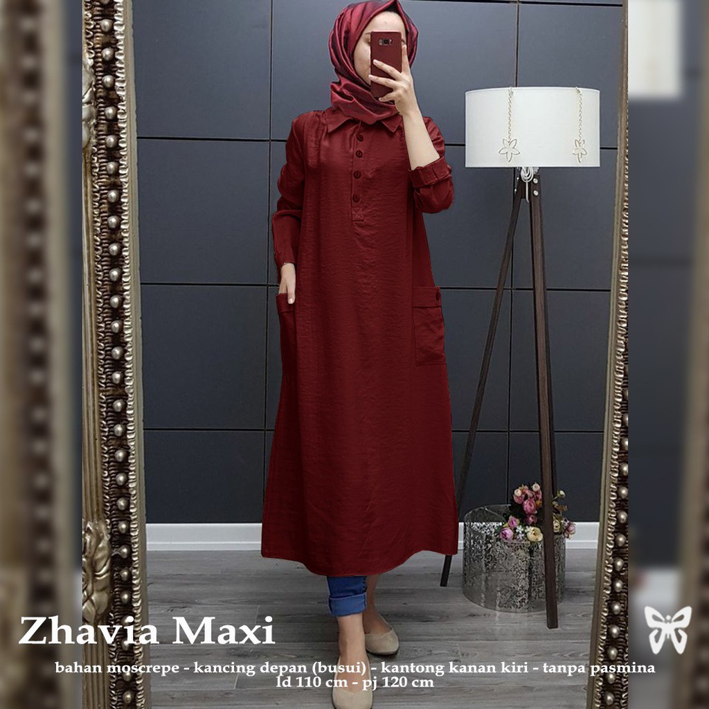 HOPYLOVY - Long Tunik bahan Moscrepe Kekinian Zhavia