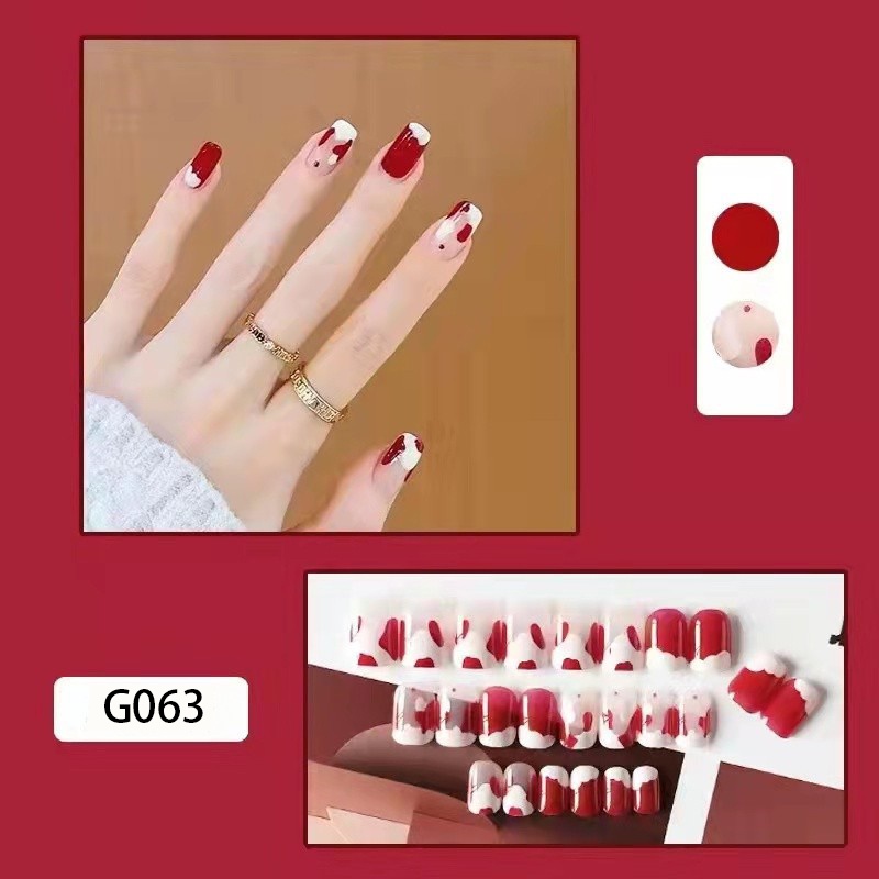 3D Kuku Palsu 24pcs/(FREE LEM)Set DIY Instant Nail Art Fake Nails Bridal Wedding Akrilik/24 pcs Kuku Palsu 3D / Stiker Kuku Palsu / Kuku Palsu Premium With Box/ Pemoles Kuku-G063