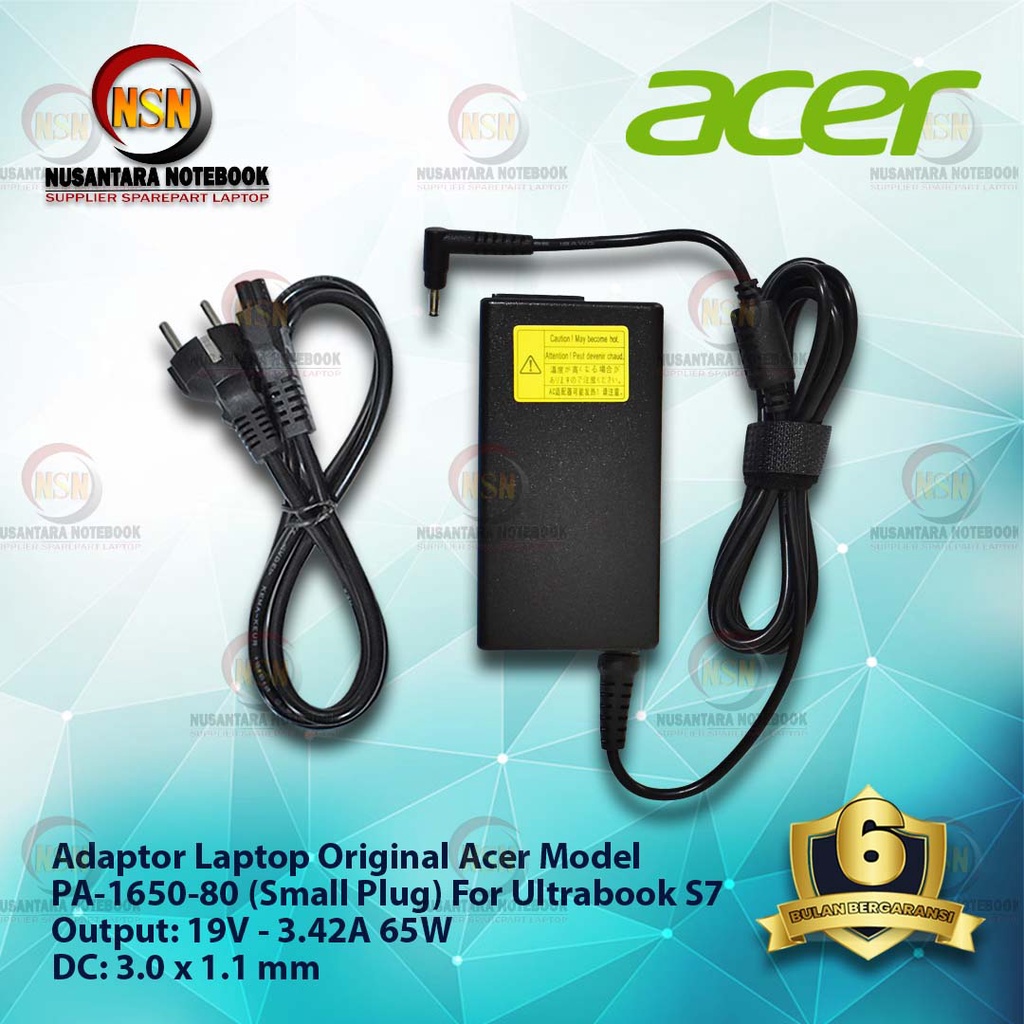 Adaptor Charger Original Acer 19V - 3.42A DC 3.0*1.1mm Ultrabook S7