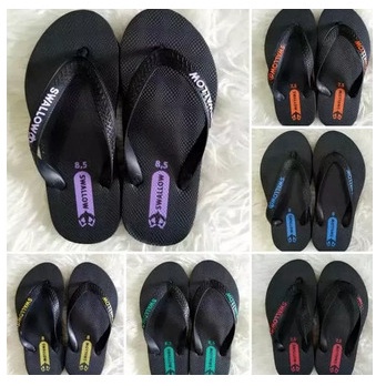 Sandal Japit M02 Swallow Hitam Unisex Sendal Jepit Black Pearl Original Pria Wanita Cowok Swalow