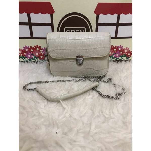 SALE preloved tas rantai ala furla|tas selempang kulit asli|sling bag mini croco|selempang rantai