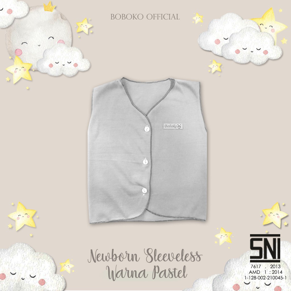 BOBOKO Baju Bayi Newborn Sleveless Warna pastel 0-6 bulan