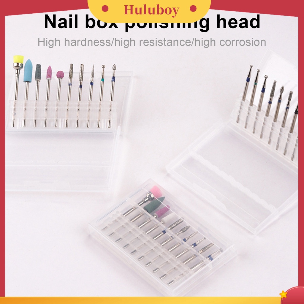 Huluboy Huluboy♡ 10pcs / Set Mata Bor Poles Kuku Bahan Tungsten Steel Tahan Lama Untuk Manicure Wanita