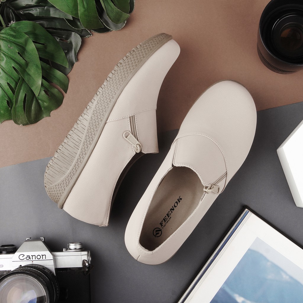 SEPATU SLETING WANITA AQILA CREAM ORIGINAL FEENOK