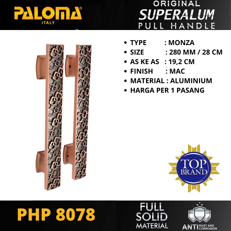 PALOMA PHP 8078 TARIKAN PINTU PULL HANDLE SUPERALUM MONZA 280MM MAC