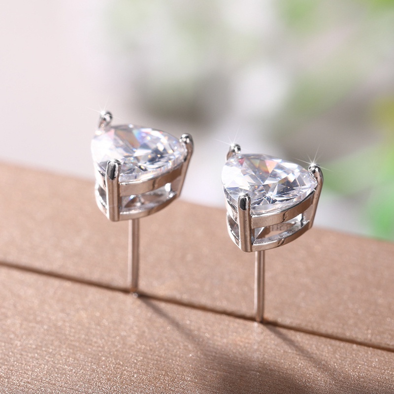 Minimalist Triangular Cubic Zirconia Stud Earrings For Women White/Multicolored/Green/Blue Colors Fashion Girls Jewelry