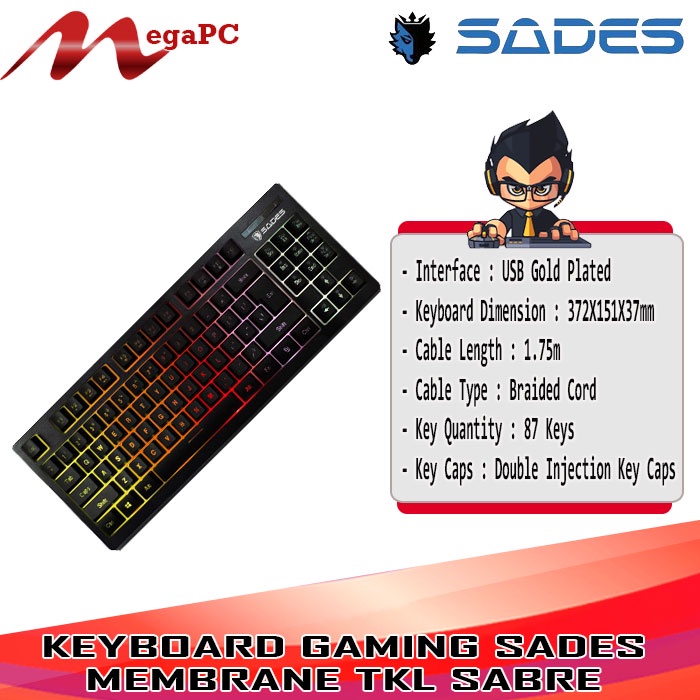 Keyboard Gaming Sades Membyrane TKL Sabre