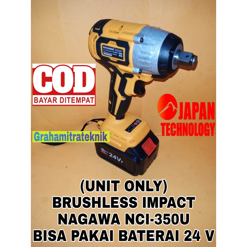 BRUSHLESS IMPACT NAGAWA NCI-350U TORSI BESAR 350N.M UNTUK BUKA BAUT MOTOR-MOBIL DAN FORKLIF