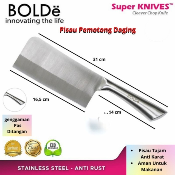 PISAU SET Pisau Stainless Golok Daging BOLDe - Cleaver Chop Knife - Pisau Jumbo (N1V6) Pisau dapur s