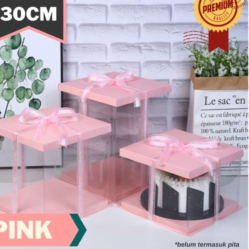 

UQKL Cake Box Mika Dus Kue Kotak Kue Transparant 30x30 cm 4 Warna ◌ 91