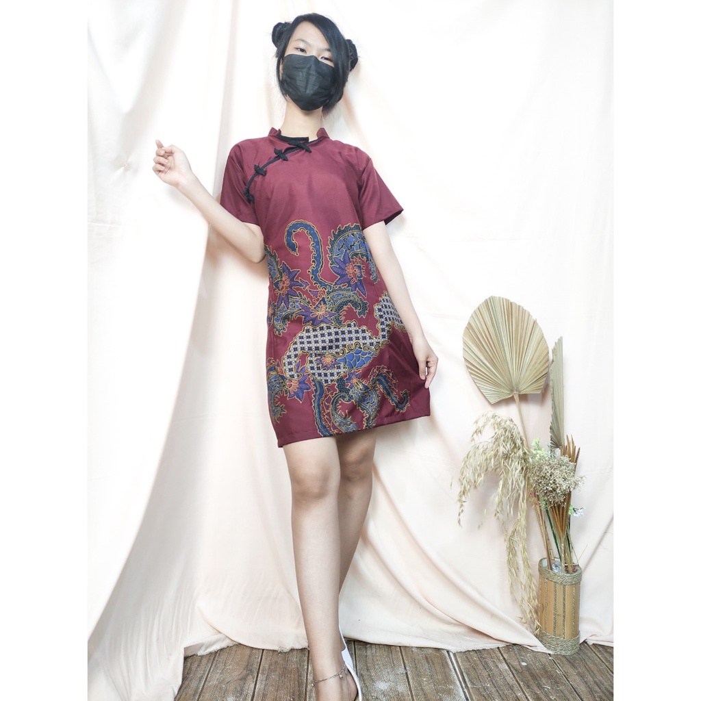 SB Collection  Midi Dress Tarmini Shortdress Casual Modern Batik Cheongsham Wanita