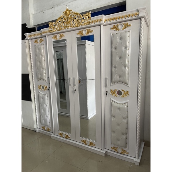 Lemari Pakaian Kayu 4 Pintu Jumbo Mahkota