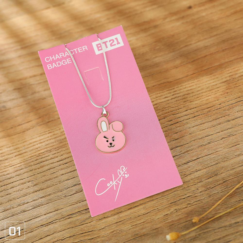 Timekey Kalung Rantai Metal Panjang Wanita Liontin Kartun KPOP BT21 BTS TATA COOKY CHIMMY M2U5