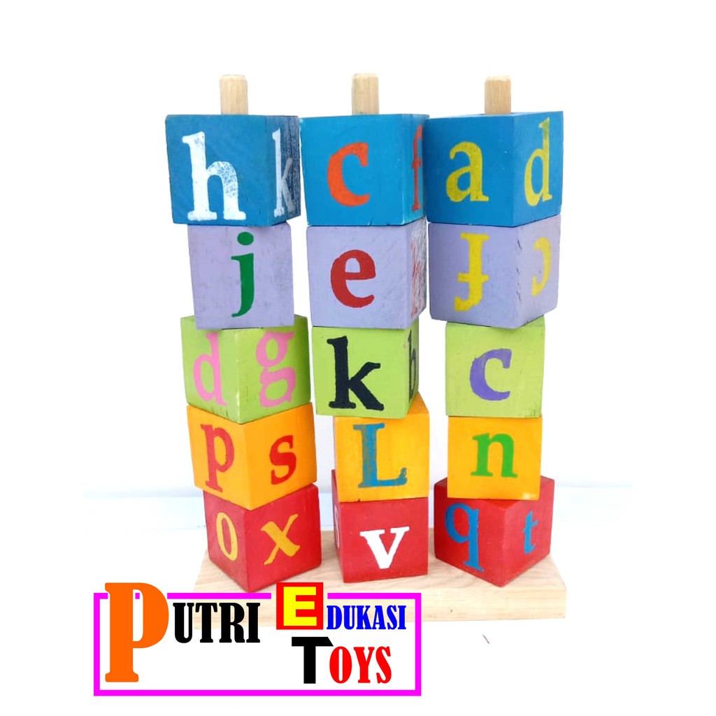Mainan Edukasi Anak Balok Susun Huruf Abjad