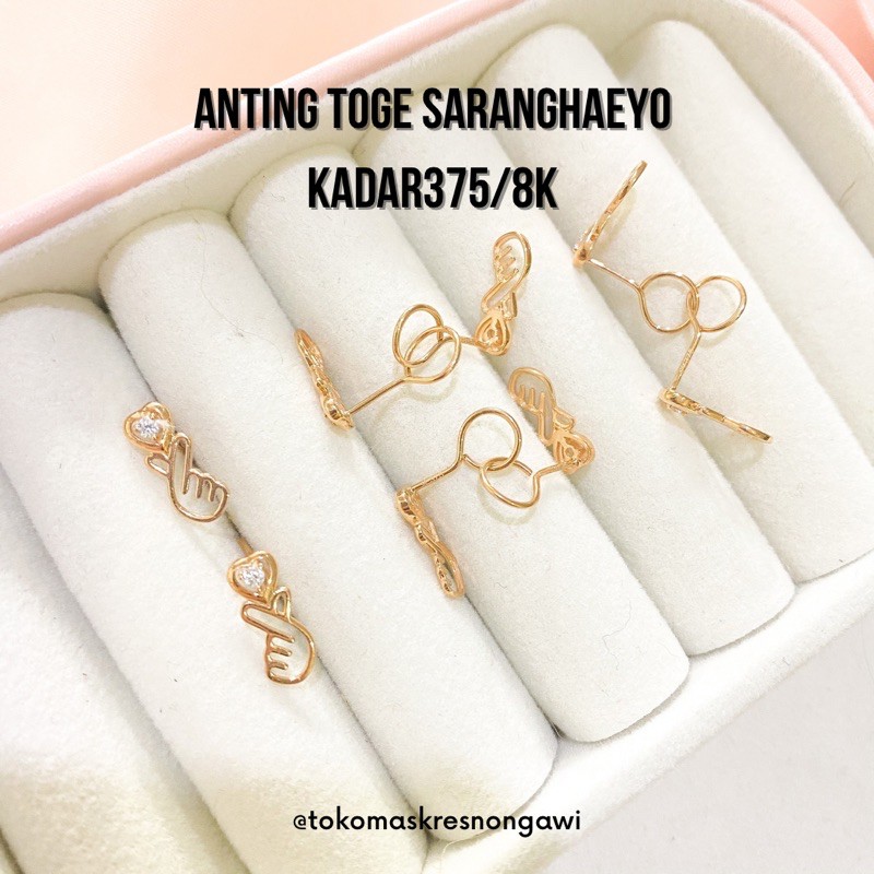 anting emas toge saranghaeyo kadar 375/8k emas asli