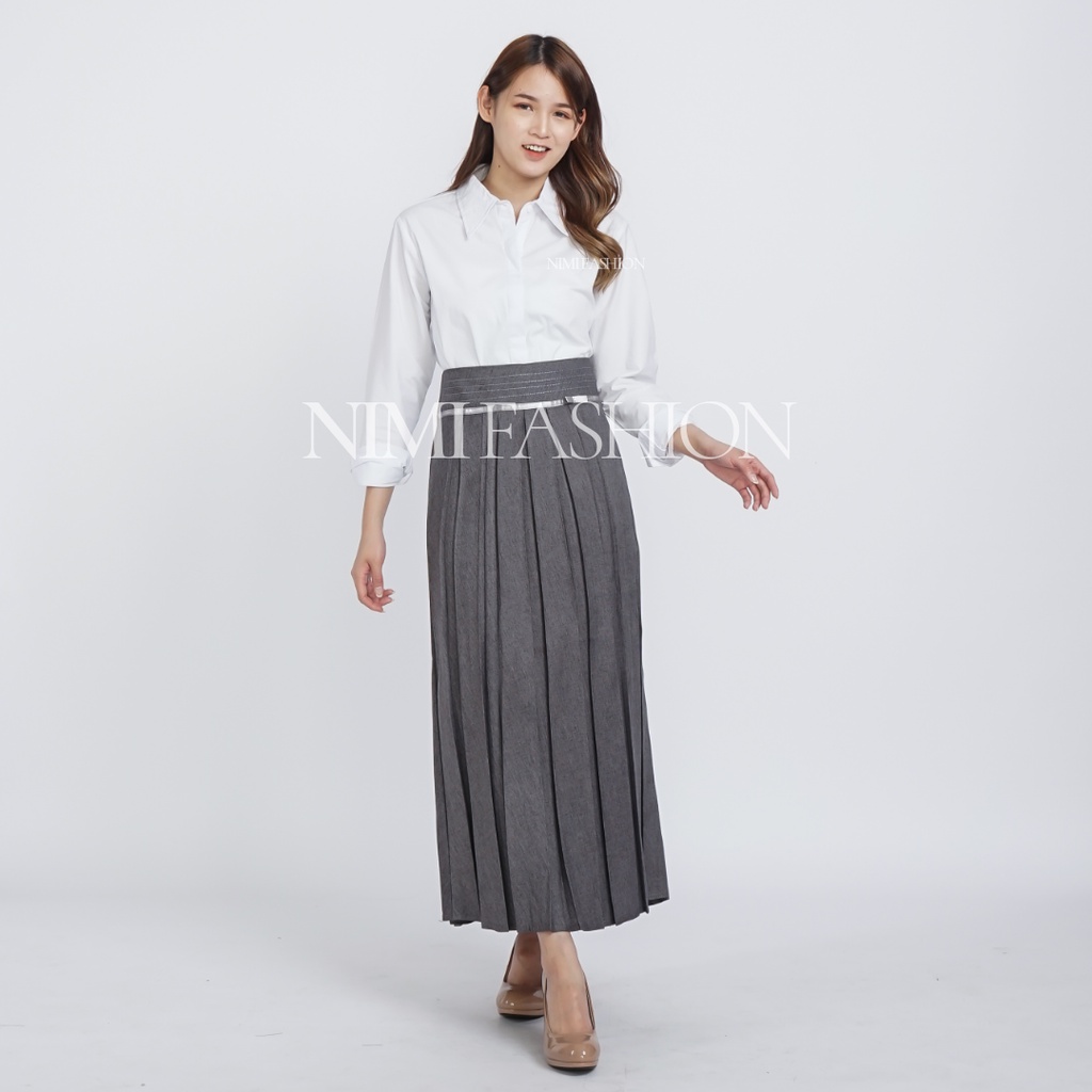 Rok Kerja Plisket / Rok Kantor Panjang Wanita Formal Rempel-4