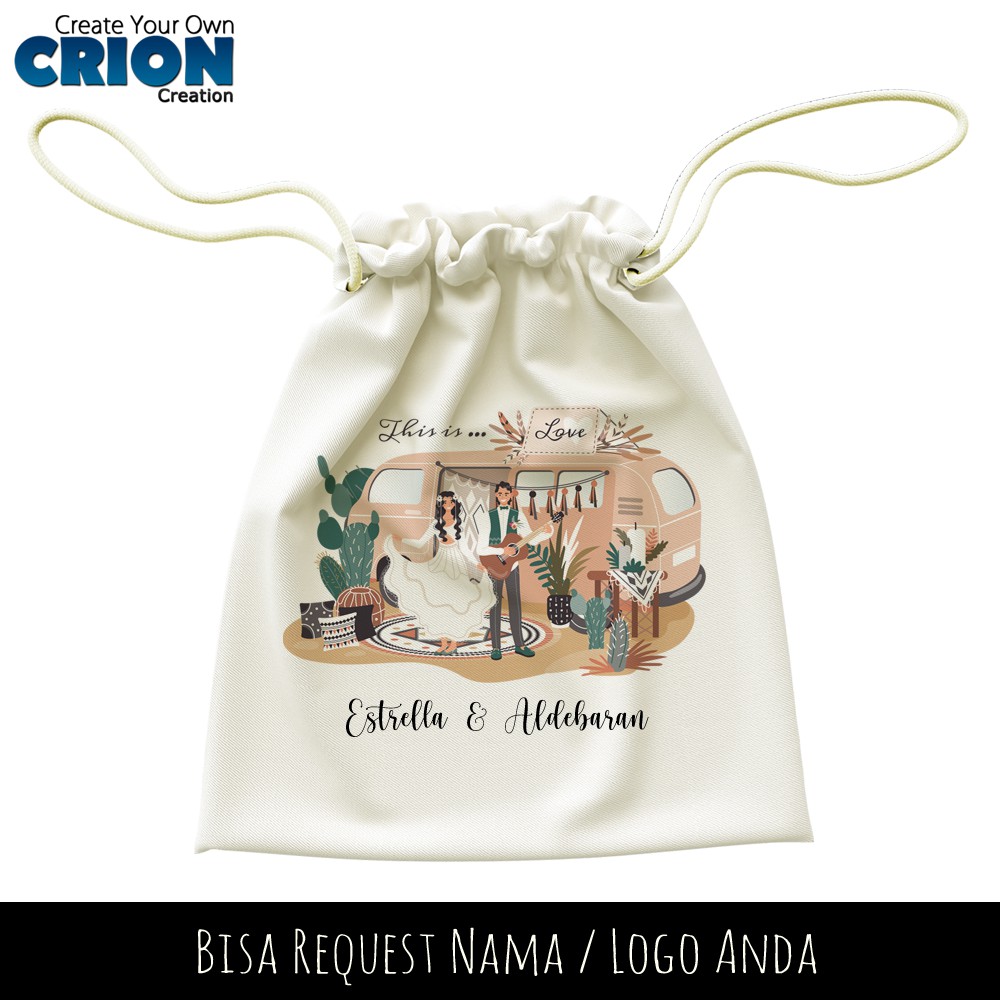 Pouch Serut Bisa Custom - Wedding Series - Souvenir/Hadiah - By Crion