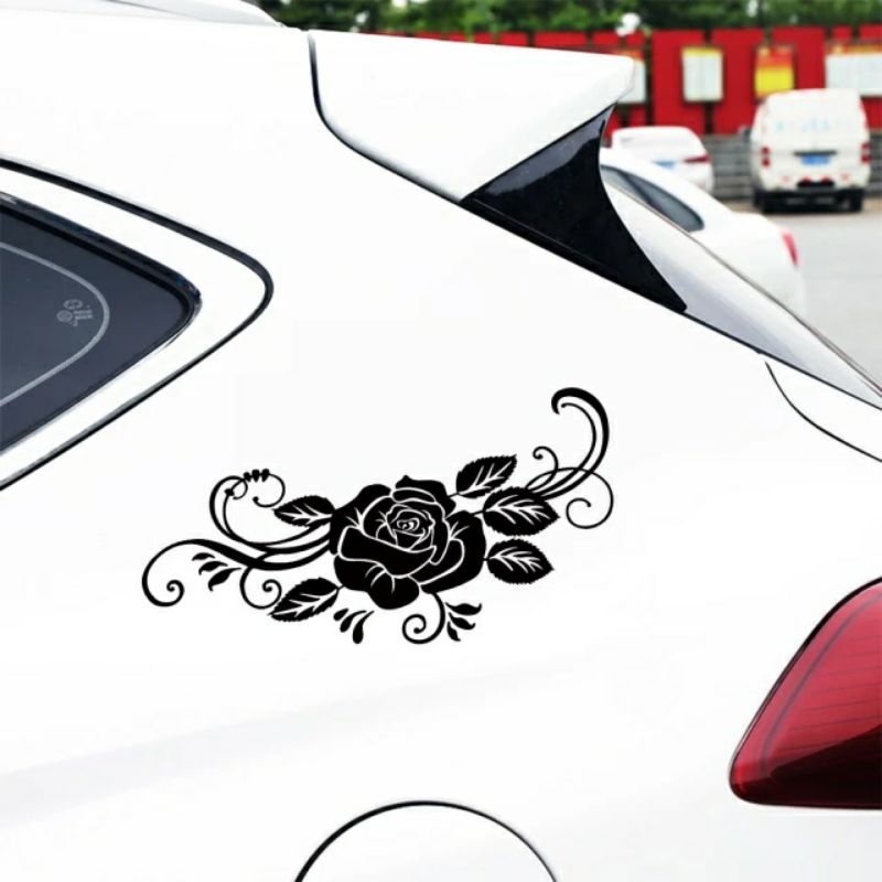 Stiker Cutting Motif Bunga Mawar untuk bemper depan belakang kaca dan pintu mobil