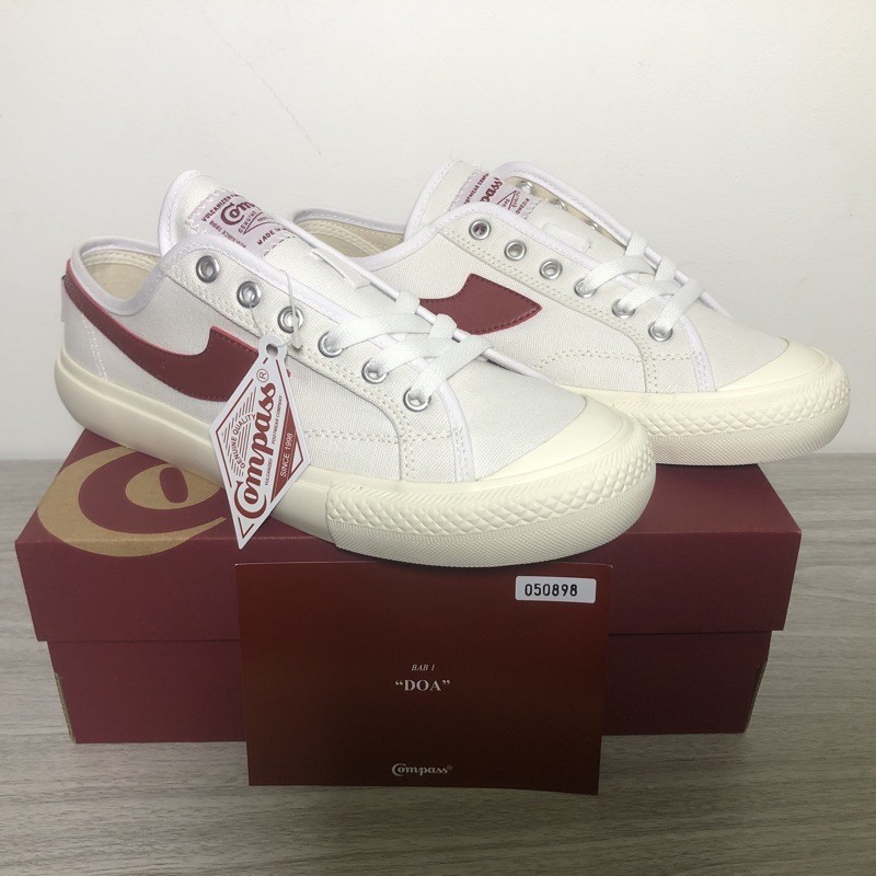 Sepatu Compass Gazelle Low White Red (Retail + Ongkir)