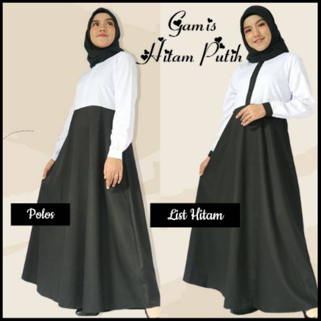 Gamis PNS Hitam Dinas PDH Kantor Sidang Seragam Kerja Hitam Putih by Riyani