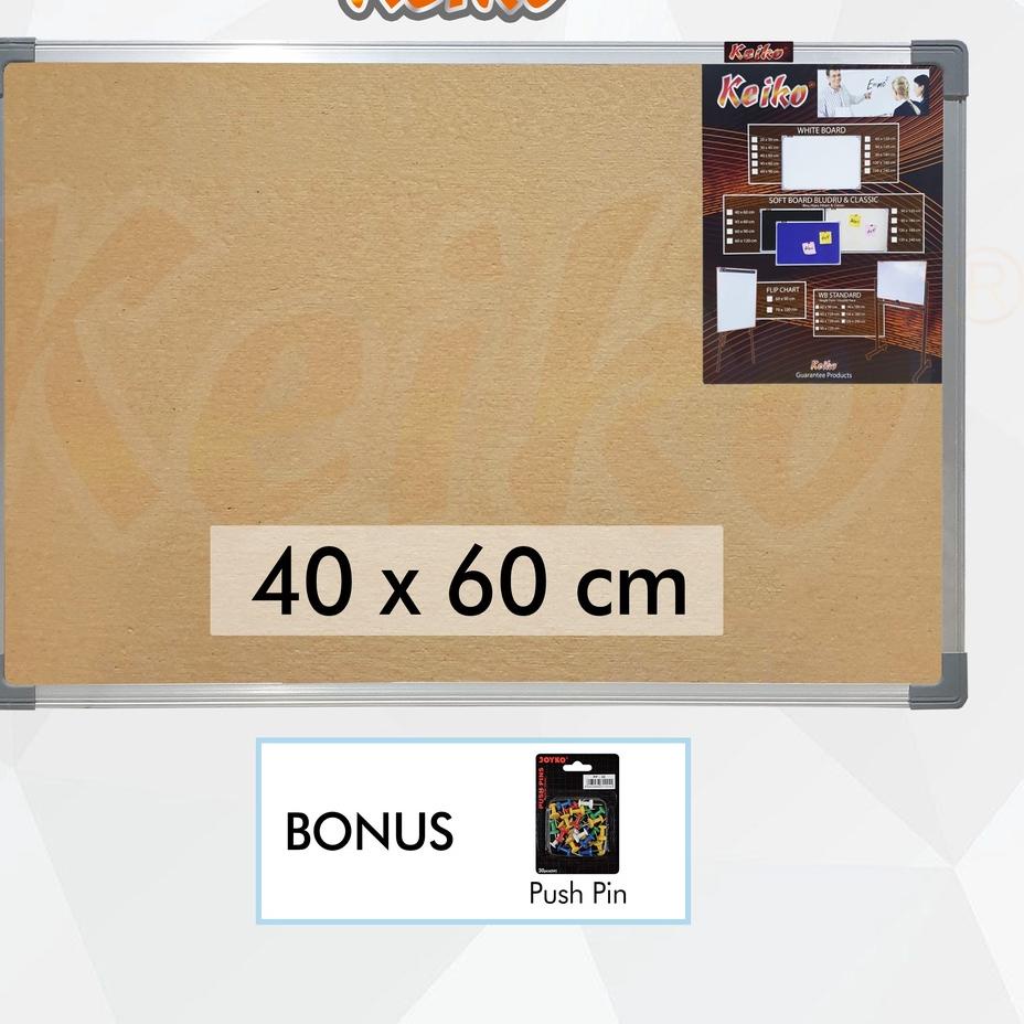 

Miliki Softboard / Pin Board / Cork Board / Papan Pengumuman / Mading Gantung Polos Keiko 40 x 60 cm ,