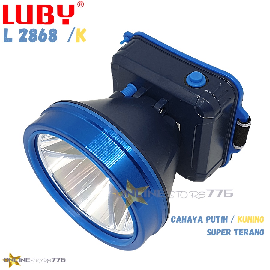 SENTER KEPALA / SENTER KEPALA LUBY L2868K - L2868K - L2868 / SENTER KEPALA RECHARGEABLE / CAHAYA PUTIH DAN KUNING / SENTER KEPALA 45 WATT - 45W / TAHAN 50 JAM