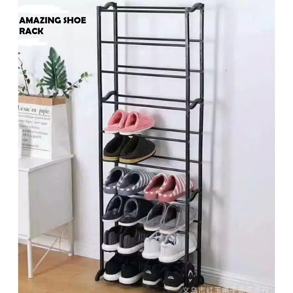 BC92 Rack Sepatu Amazing 10 tingkat / Rak Sepatu hijab besi dan plastik susun 10 susun