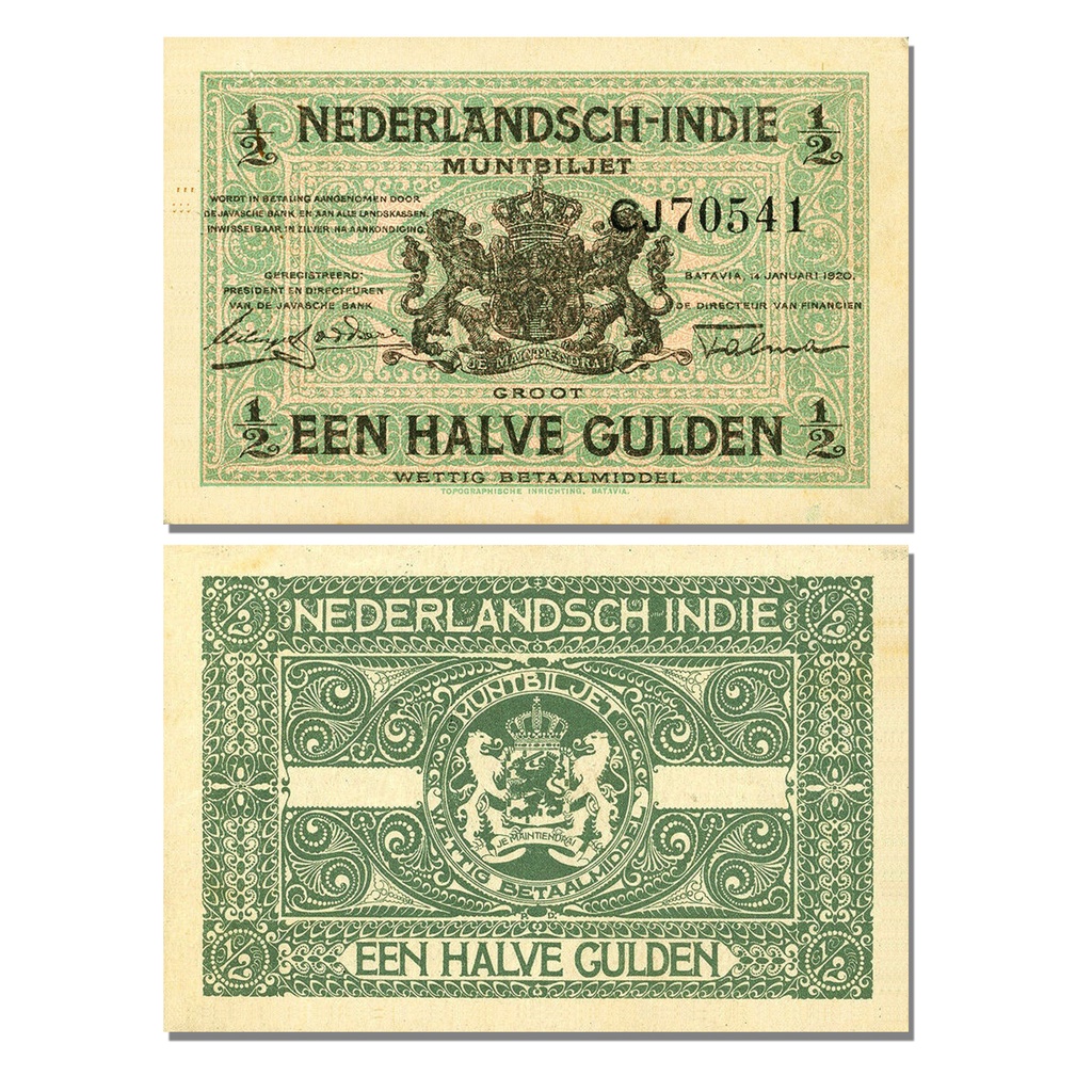 Uang setengah gulden hindia belanda Batavia tahun 1920 satu abad yg lalu, souvenir replika repro