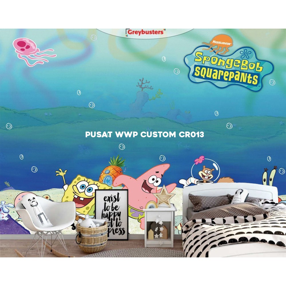 Custom Wallpaper Spongebob 3D, Wallpaper dinding Kamar anak cowok, wallpaper sponge bob untuk kamar