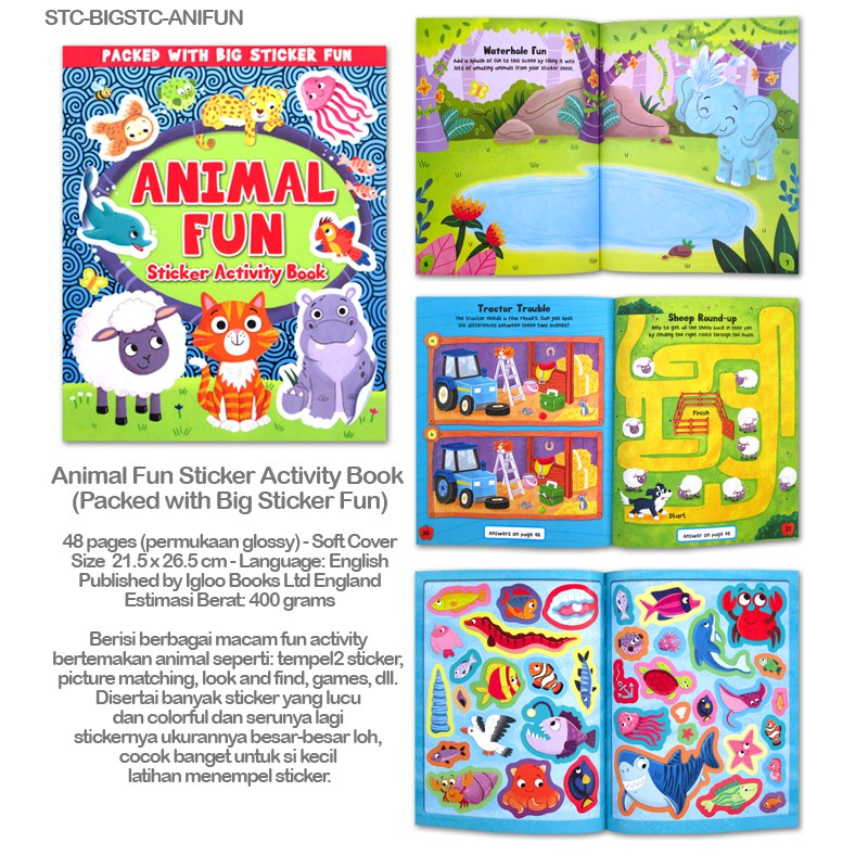 

BUKU STICKER : Animal Fun Sticker Activity Book (Packed with Big Sticker Fun)