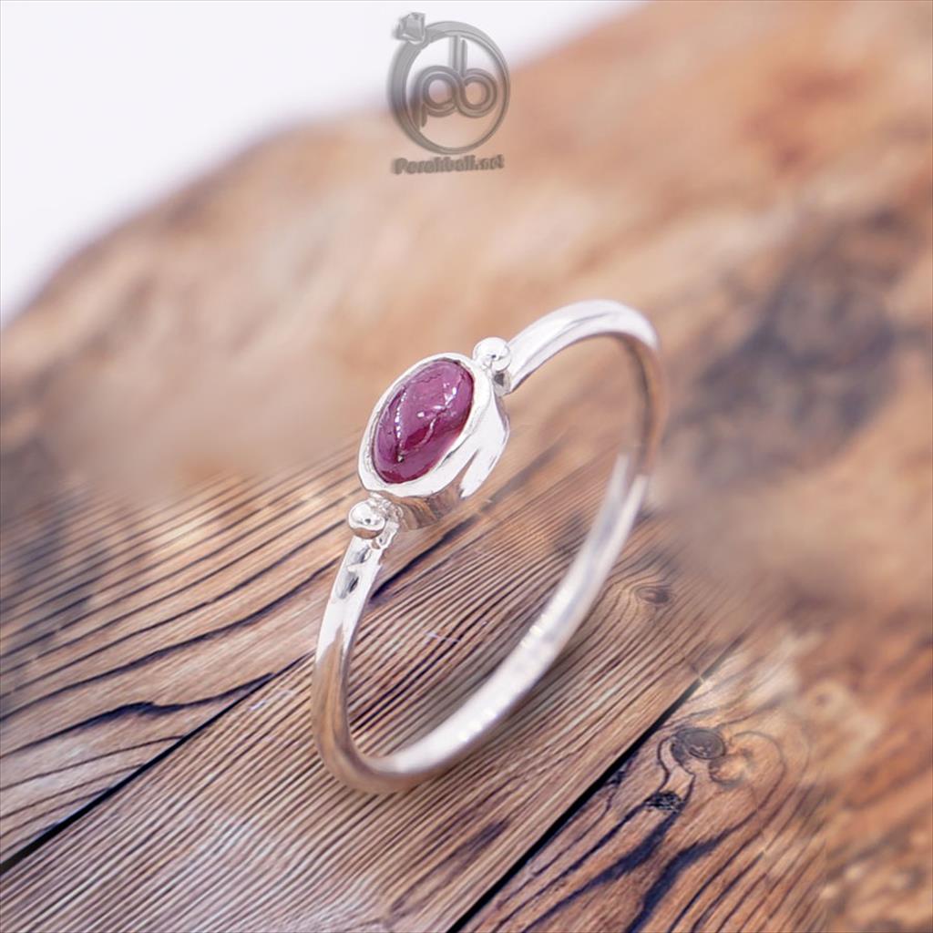 Cincin Perak 925 Asli Wanita Mini Oval Natural Ruby Burma Miranaya