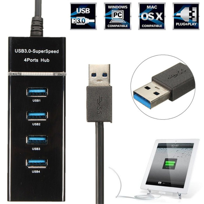 USB HUB 3.0 4 Port Cabang USB High Speed 1.2M 5069 Terlaris