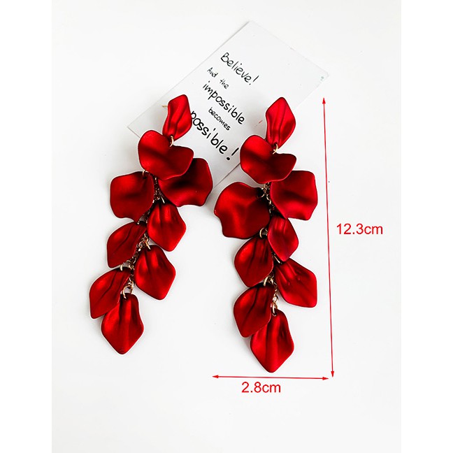 LRC Anting Tusuk Fashion Alloy Resin Leaves Tassel Earrings F91351