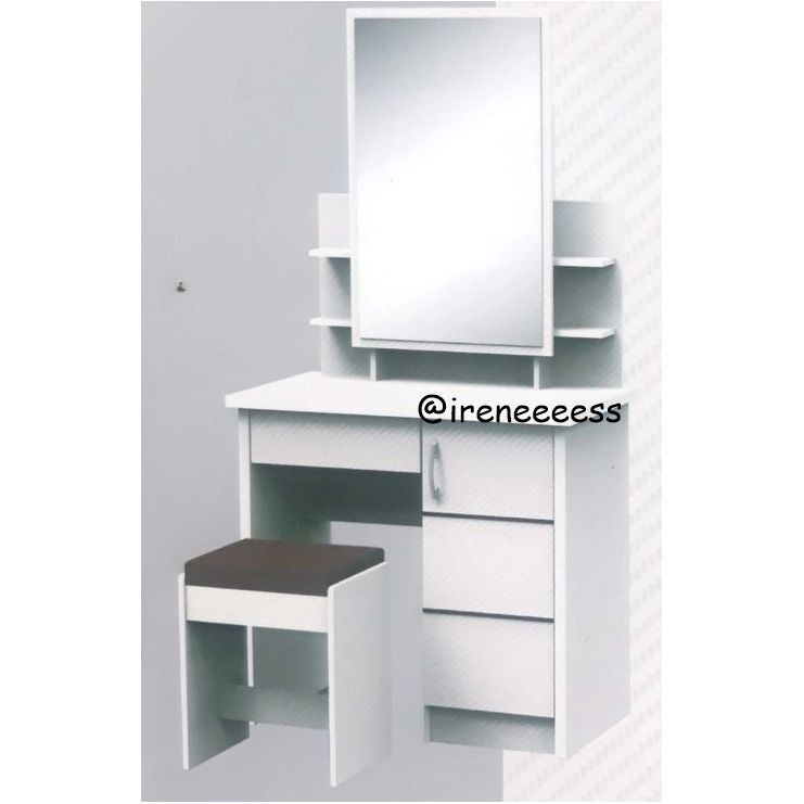 [TERMURAH] MEJA RIAS KACA PERSEGI PUTIH KACA GESER