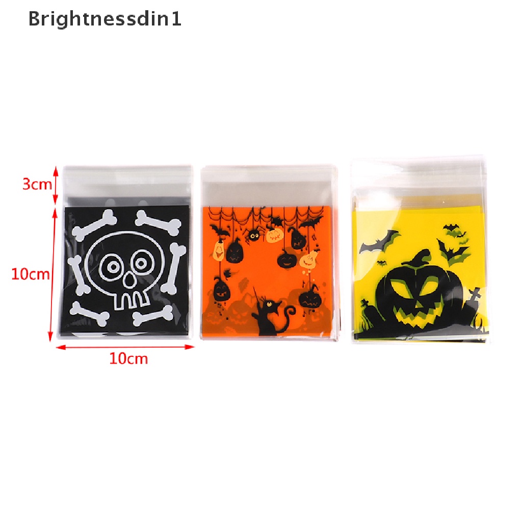 100 Pcs Kantong Plastik Kemasan Permen / Kue Kering / Biskuit / Snack Motif Halloween 1 In 1