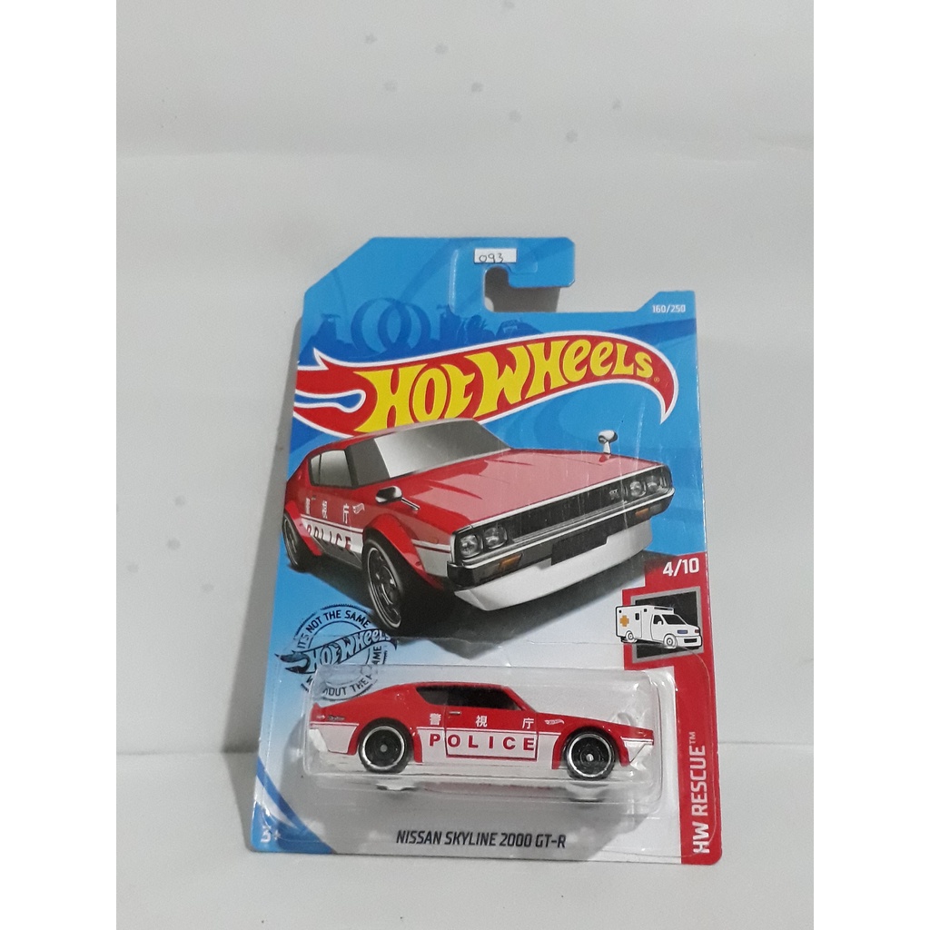 Hotwheels hot Nissan skyline 2000 gtr kenmeri japan police merah