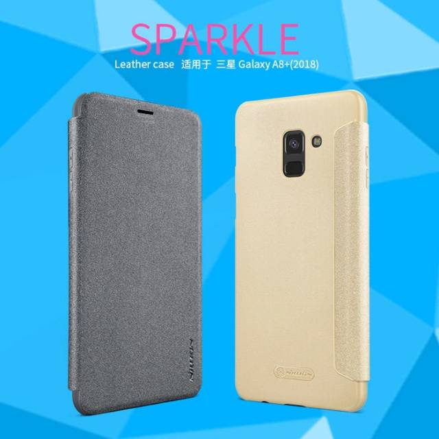 NILLKIN SPARKLE leather samsung A8 Plus 2018 case casing book Flip Cover