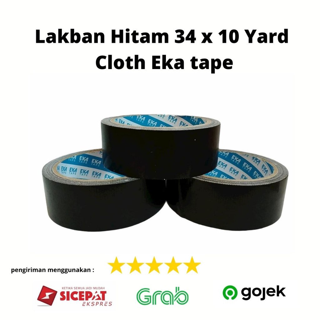Lakban Hitam 34 x 10 Yard - Cloth Eka tape